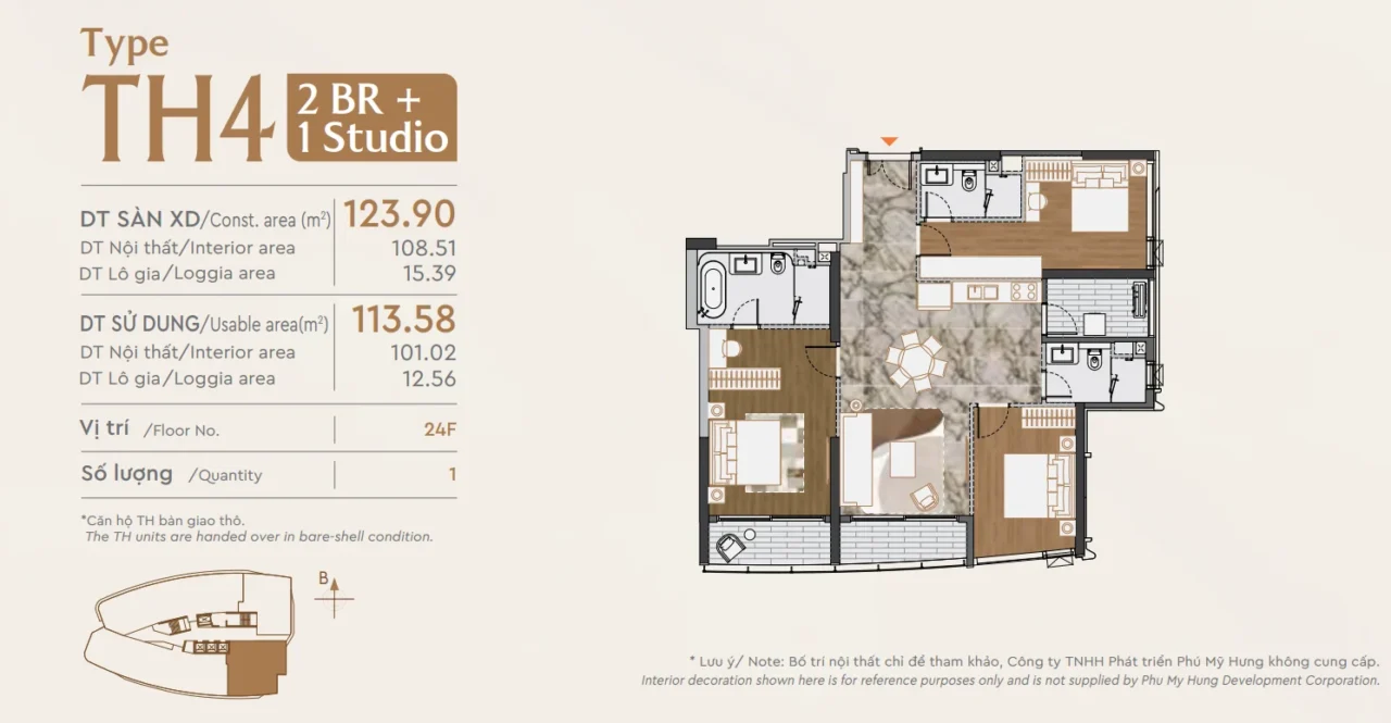Mặt Bằng và Thiết kế The Regency Phú Mỹ Hưng 1 sàn chỉ 6 căn hộ 13 Layout căn hộ The Regency