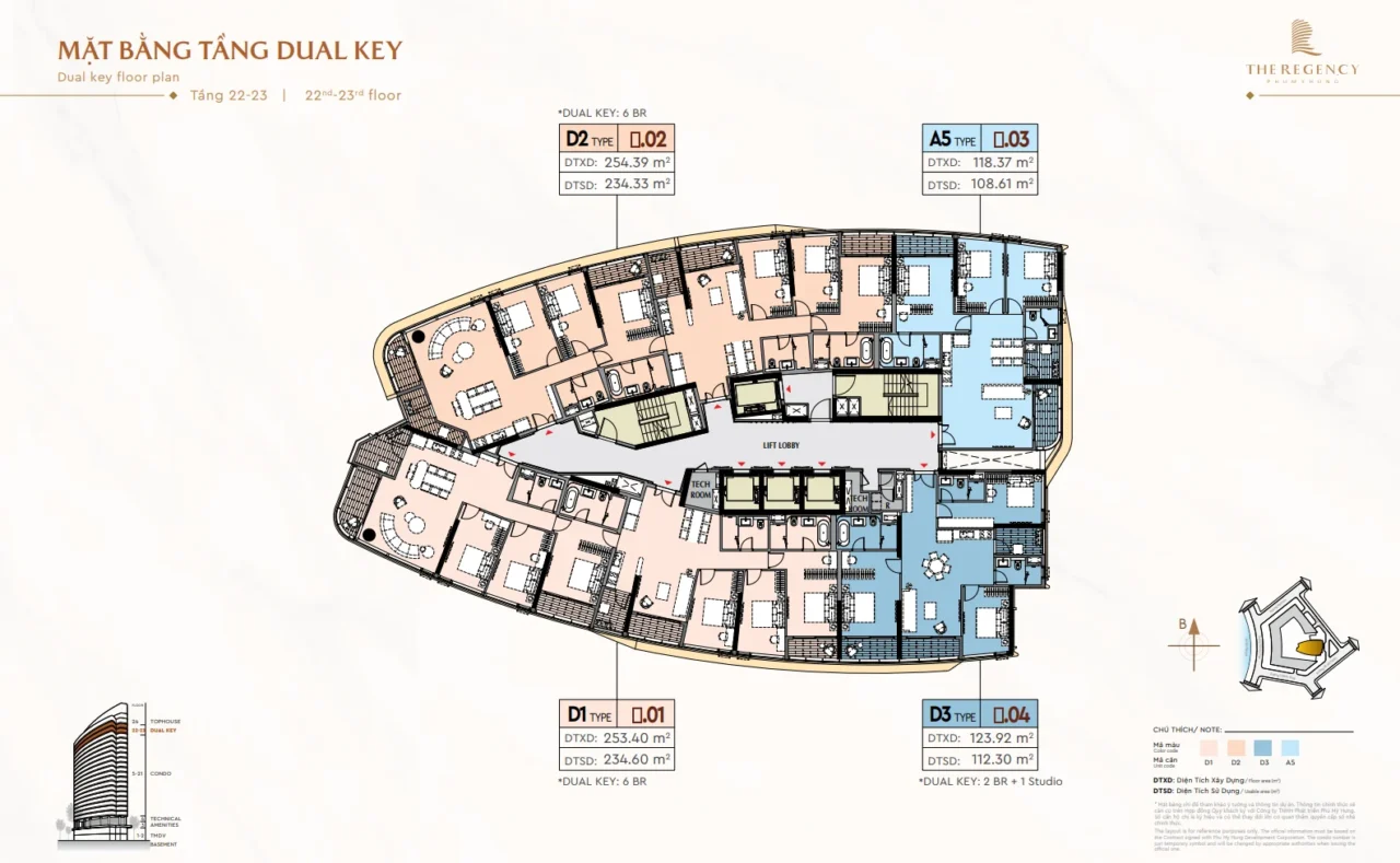 The Regency Phú Mỹ Hưng Quận 7 | Giá Bán, Mặt Bằng, Tiến Độ 2026 60 Mặt bằng tầng Dual Key tầng 22