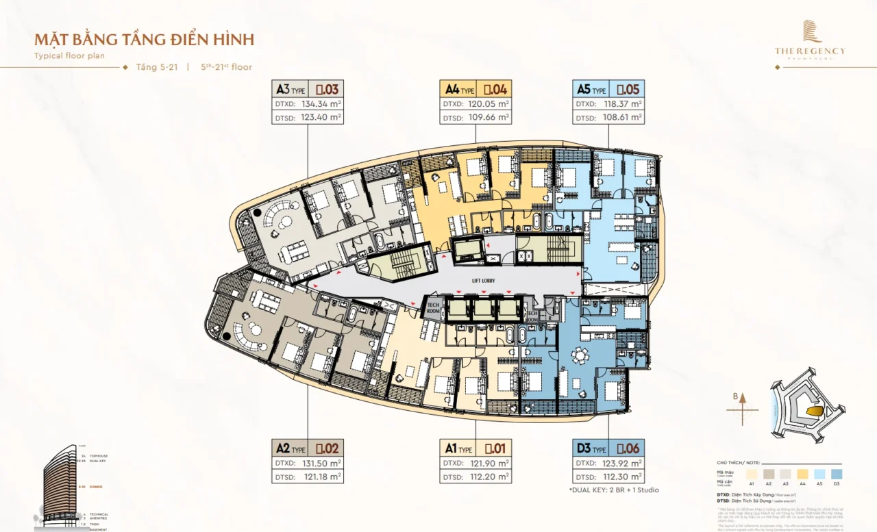 The Regency Phú Mỹ Hưng Quận 7 | Giá Bán, Mặt Bằng, Tiến Độ 2026 59 Mặt bằng tầng điển hình từ tầng 5 đến tầng 21
